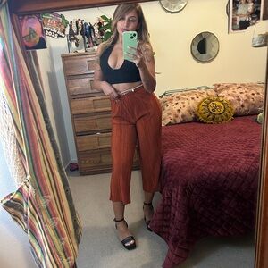 Women's Rust Pleated Pants